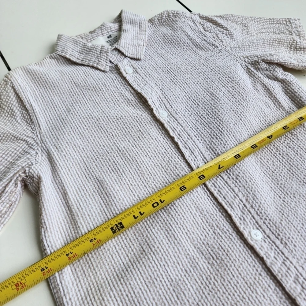 Lot of 2 PLACE H&M Casual Shirts Button Down Cotton Beige Tan Hawaii Sz 7- 8 K